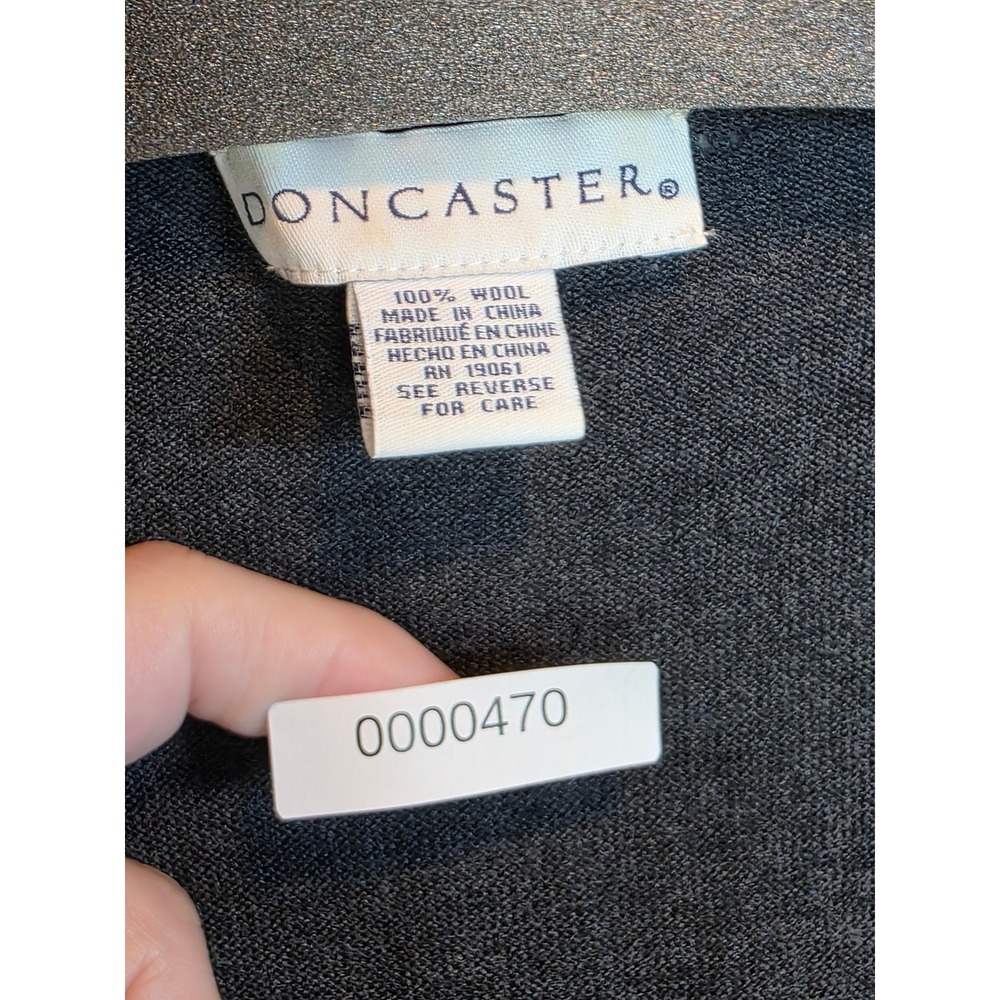 Doncaster Wool Cardigan Sweater Womens Charcoal Gray Open Front Knit 0000470 - Picture 7 of 8